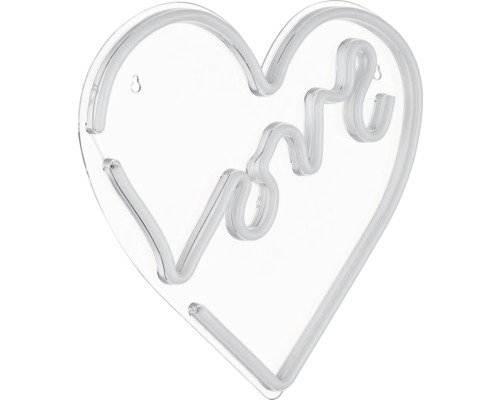 Decoratieve lamp in hartvorm met het woord liefde