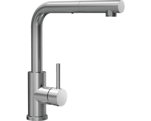 Metalen keukenkraan met uittrekbare sproeier