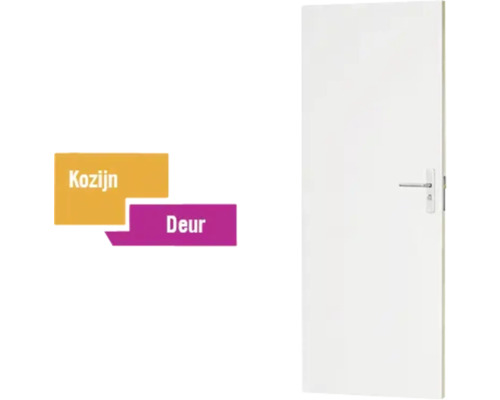 Binnendeur opdek UV wit gelakt RAL 9010 links 83x201,5 cm Witte binnendeur met deurkruk