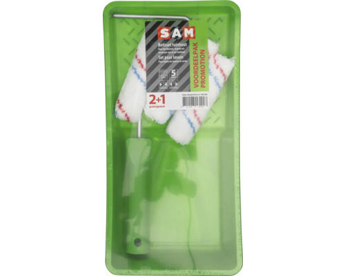 Verfset met verfrollers, handgreep en verfbakset