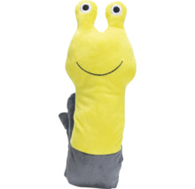 Gele en grijze kinderwashand in slakvorm