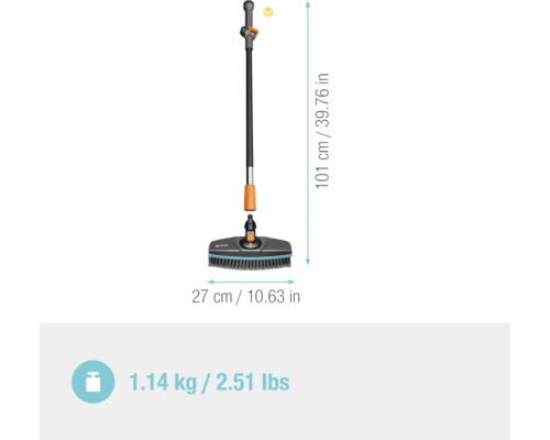 Gardena wasborstel met wateraansluiting, lengte 101 cm, borstelbreedte 27 cm