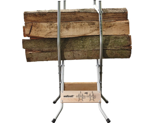 Houtstapelhulp met houtblokken