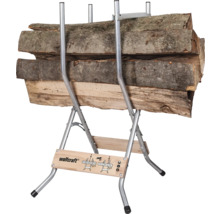 Wolfcraft Logo. Houtblokstandaard met hout