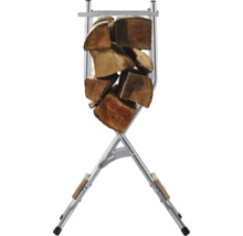 Metalen houtrek met blokken hout