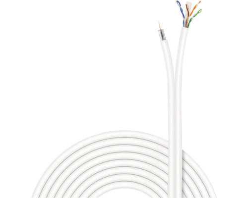 Coaxkabel en netwerkkabel opgerold