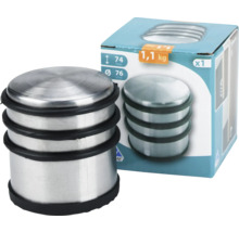 Metalen deurstopper met rubberen ringen en productverpakking