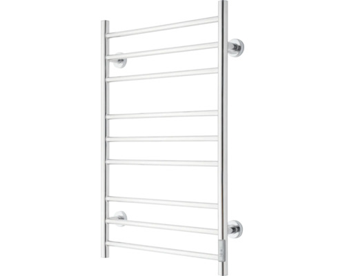 TVS Design Elektrische badkamerradiator ELDO 9L chroom met timer 86 x 53 cm Metalen handdoekverwarmer met meerdere horizontale stangen voor wandmontage