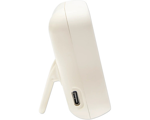 Wit apparaat met USB-C aansluiting en standaard