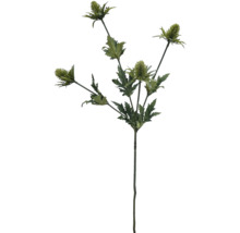 Kunstmatige kruisdistelplant met groene bladeren en bloemen