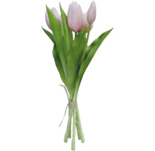 Tulpenboeket met groene stelen en roze bloemen