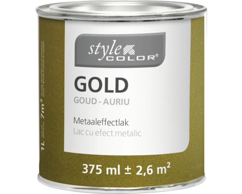Style Color Gold metaaleffectlak in een blik van 375 ml Style Color Gold metaaleffectlak in een blik van 375 ml