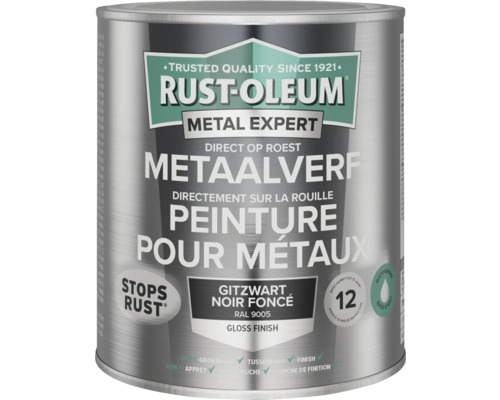 RUST-OLEUM Metal Expert Metaalverf direct op roest hoogglans waterbasis RAL 9005 gitzwart 750 ml RUST-OLEUM Metal Expert Metaalverf direct op roest hoogglans waterbasis RAL 9005 gitzwart 750 ml