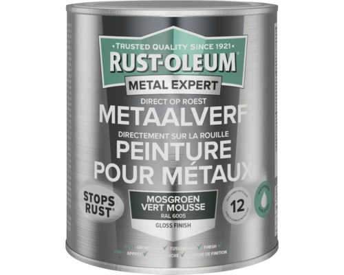 RUST-OLEUM Metal Expert Metaalverf direct op roest hoogglans waterbasis RAL 6005 groen 750 ml RUST-OLEUM Metal Expert Metaalverf direct op roest hoogglans waterbasis RAL 6005 groen 750 ml