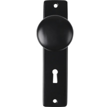 Metalen deurklink met ronde knop en sleutelgat