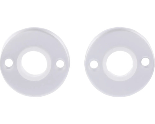 Twee kunststof buisafdekkingen met boorgaten