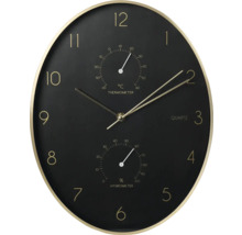Analoge wandklok met thermometer en hygrometer