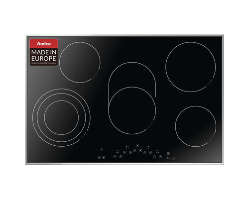 Amica kookplaat met vijf kookzones en bedieningselementen