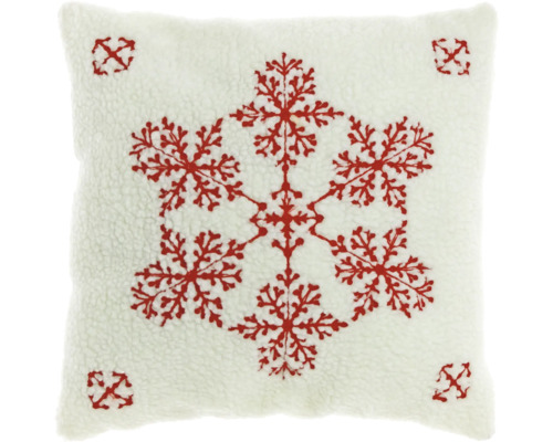 UNIQUE LIVING Kussen Carol I sneeuwvlok wit/rood 45x45 cm