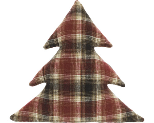 UNIQUE LIVING Kussen Check Tree IV kerstboom rood/bruin 50x50 cm