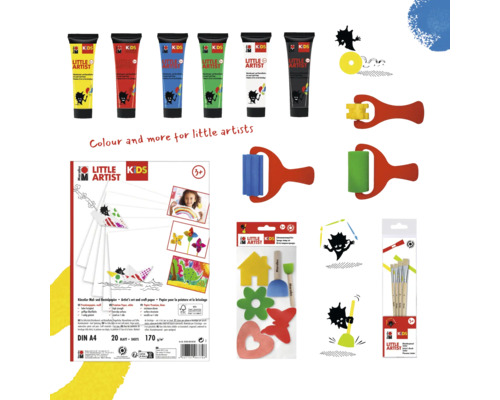 Verf, schilderspapier, verfrollers, penselen en schildergereedschap voor kinderen van Little Artist Kids