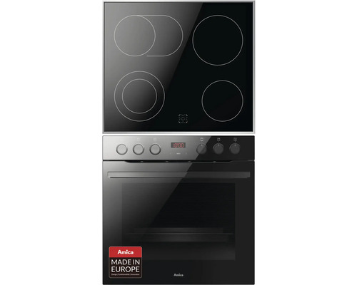 x Amica fornuis met keramische kookplaat en oven
