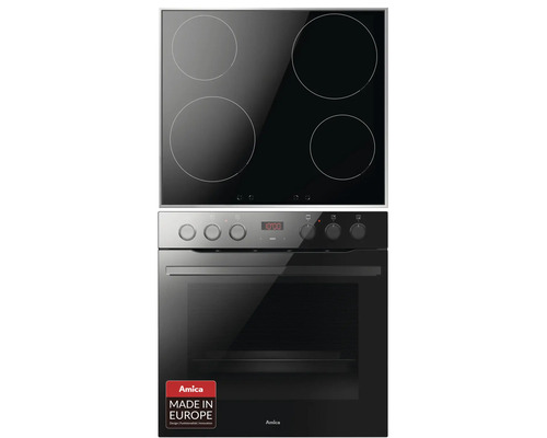 x Amica fornuis met keramische kookplaat en oven