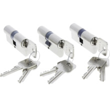 Drie profielcilinders met sleutel