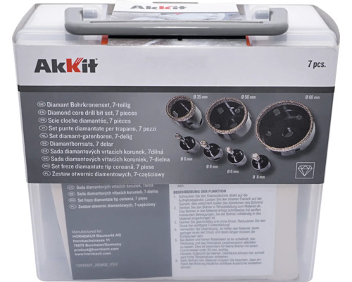 AkKit diamant gatenboren set, 7-delig