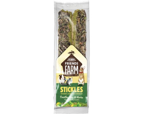 TINY FRIENDS FARM Knaagdier sticks hooi/kruiden 100 gr Tiny Friends Farm Stickles Timothy hooi en kruiden voor kleine dieren