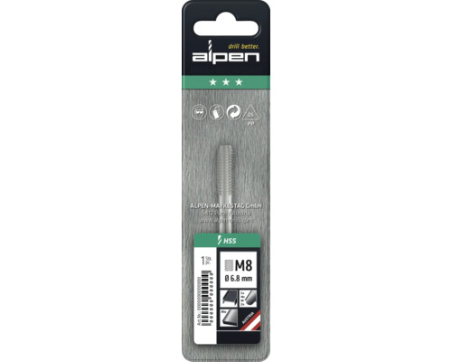 Alpen draadtap M8 met 6,8 millimeter diameter in verpakking