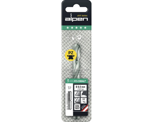 Alpen HSS PZ-Cobalt boor, diameter 8.0 mm