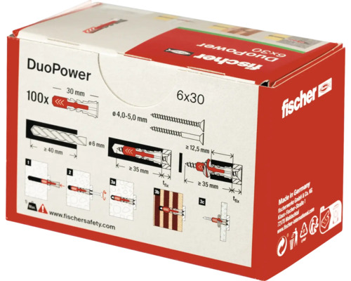 Verpakking Fischer pluggen DuoPower 6x30, 100 stuks