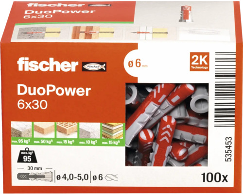 Fischer DuoPower pluggen 6x30, 100 stuks