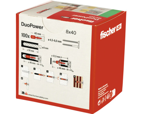 Fischer DuoPower pluggen 8x40, verpakking met 100 stuks