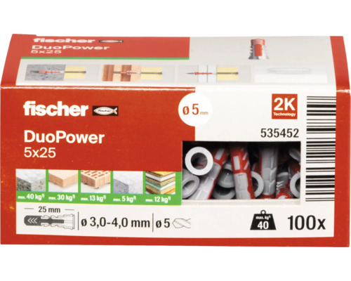 fischer DuoPower pluggen 5x25, 100 stuks