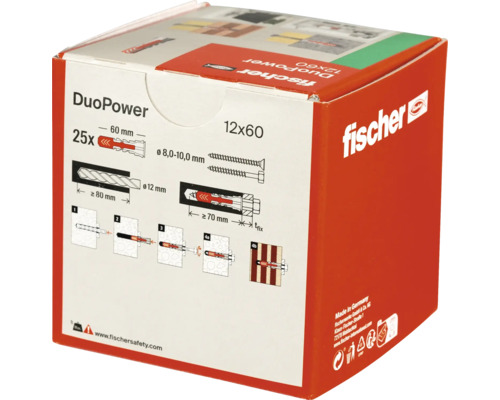 Fischer pluggen DuoPower, grootte 12x60, 25 stuks in verpakking