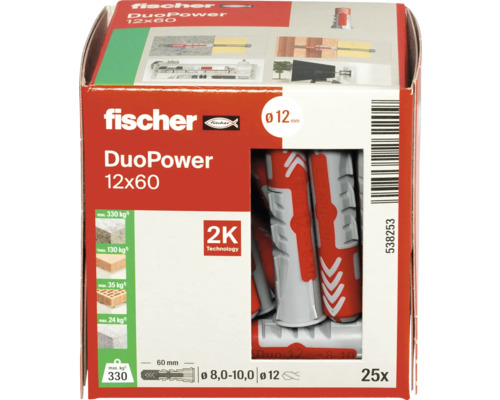 Fischer pluggen DuoPower 12x60, 25 stuks
