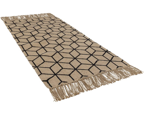 Tapijt met geometrisch patroon en franjes