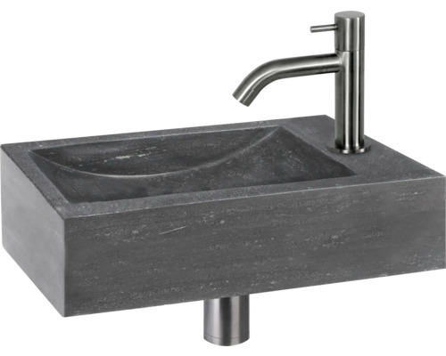 Opzetwastafel van steen met kraan
