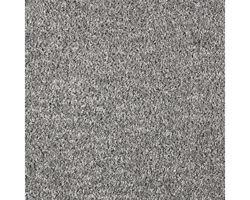 Tapijt frisé Kansas velours antraciet 400 cm breed Close-up van een grijs tapijt.