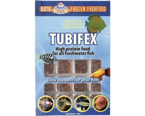 Diepvries visvoer Tubifex 100 gram 24 Cube New Line