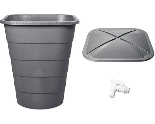 GARANTIA Regenton Basicline Ibiza 300 L grijs incl. deksel en afvoerkraan Grijze regenwatertank met deksel en kraan