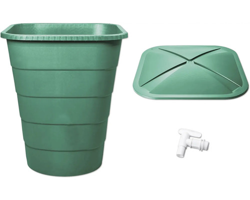 GARANTIA Regenton Basicline Ibiza 300 L groen incl. deksel en afvoerkraan Regenton met deksel en kraan