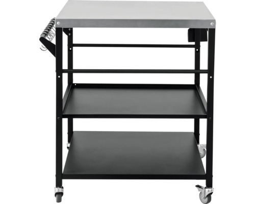 Serveerwagen met twee legplanken, haken en wielen