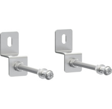 Twee metalen hoeken met schroef en langgat voor bevestiging