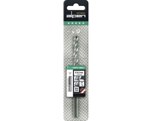 Alpen spiraalboor met 8.0 mm diameter in verpakking