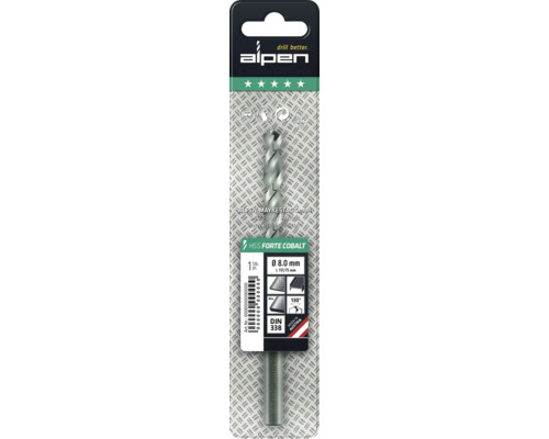Alpen HSS Forte Cobalt boor, diameter 8.0 mm