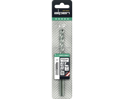 Alpen HSS Forte Cobalt boor, diameter 8.0 mm