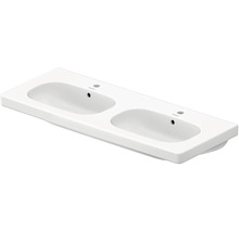 Dubbele wastafel van sanitair keramiek